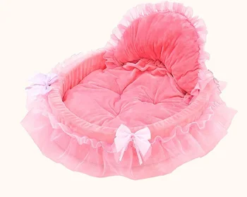 

New Pink Lace Princess Dog Bed Soft Sofa For Small Dogs Puppy House Pet Doggy Teddy Bedding Cat Dog Beds Nest Mat Kennels