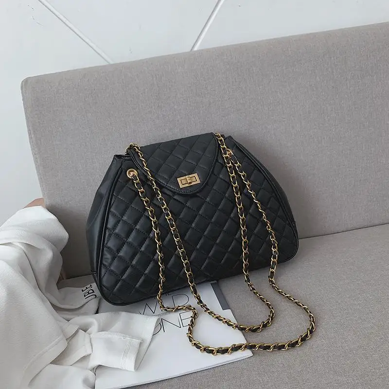 Роскошная брендовая сумка, новая качественная женская дизайнерская сумка из искусственной кожи, Классическая большая сумка на плечо с цепочкой - Цвет: Small Black