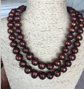 

double strands 12-13mm south sea chocolate baroque pearl necklace 18"925 silver