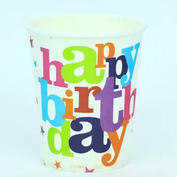 

50 pcs/lot of happy birthday theme printing paper cup tableware for birthday party , party drinking cup