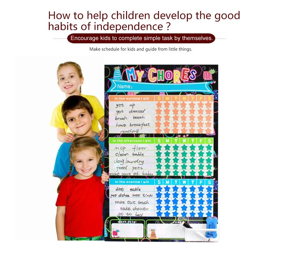 Dry Erase Magnet Weekly Planner Creative To-Do List Kids Schedule Magnetic Reward Chart 40 X 30 Cm_11