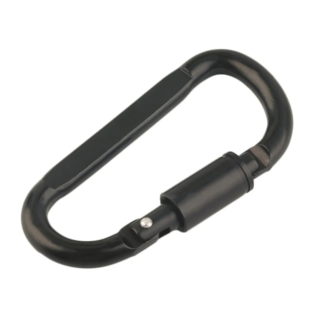 

New 1 x Aluminum Alloy Black & Gray & White Carabiner Hiking D-Ring Keychain Clip Hook Buckle Sport