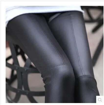 

Free shipping The spring and autumn Imitation leather tight Little feet pants inferior smooth tight leather pants
