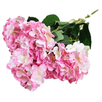 

Wholesale 100pcs -6 heads/ Bunch Display Flower Hydrangea Artificial Flower Wedding Party Hotel Event Silk Flower Free Shipping