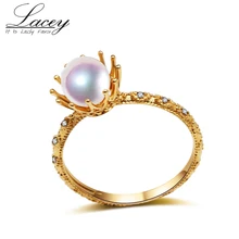 18k gold engagement ring,natural akoya pearl ring gold jewelry,white round pearl ring fine jewelry for women Christmas gift 18k gold engagement ring,natural akoya pearl ring gold jewelry,white round pearl ring fine jewelry for women Christmas gift
