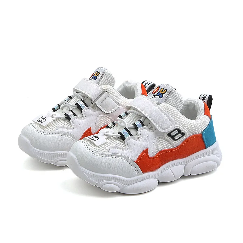 

New Design Children Sports Shoes Boys Girls Spring Damping Outsole Slip Patchwork Breathable Kids Sneakers Child Running Shoes