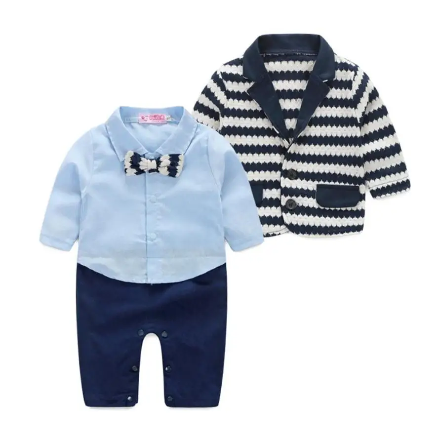 

Striped Gentlemen Baby Boys Clothing Set Blazer+Romper Suit 2pcs Suitable for ages in children (0-3 years old) high quality