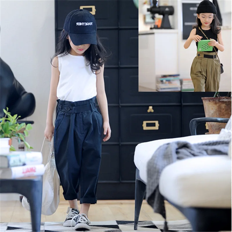 

2019 Girls Casual Sets Tops+pants Cool Baby Toddler Clothing Sets Kids Sleeveless Pants Two-piece Set Girls Clothes
