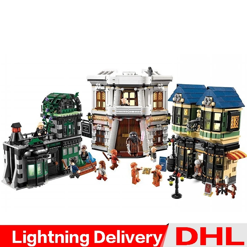 

In Stock LP 16012 MOC Movie Kits The Diagon Alley Set Building Blocks Bricks Assembled lepins Lelyesing Toys Gifts Clone 10217
