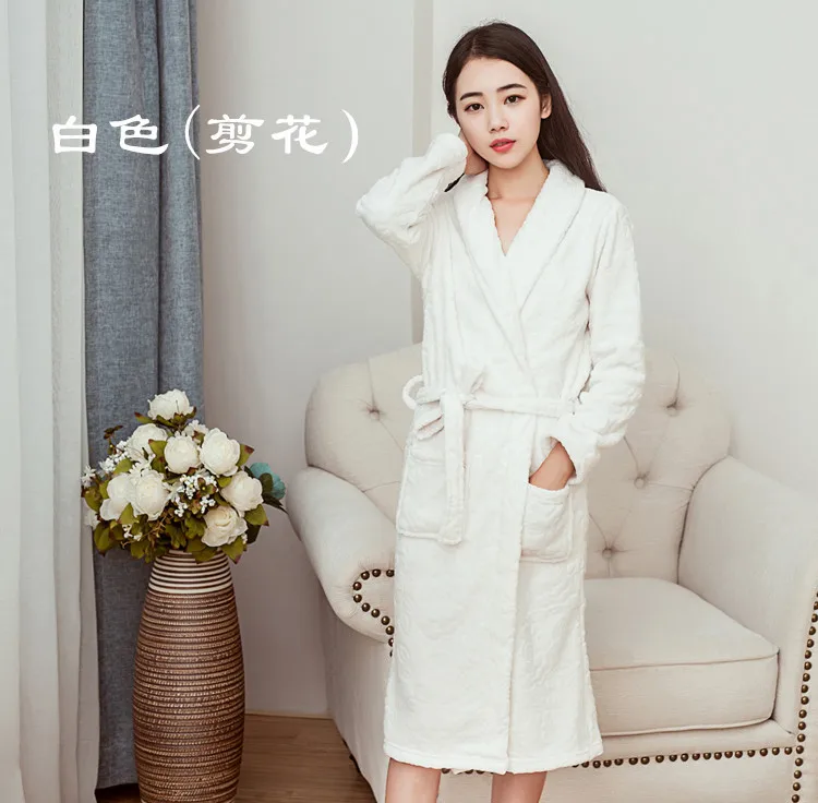 Осень 2017 г. Зимние халаты для женщин кимоно женские длинные рукава фланель халат Женское ночное белье домашняя одежда халаты пижамы