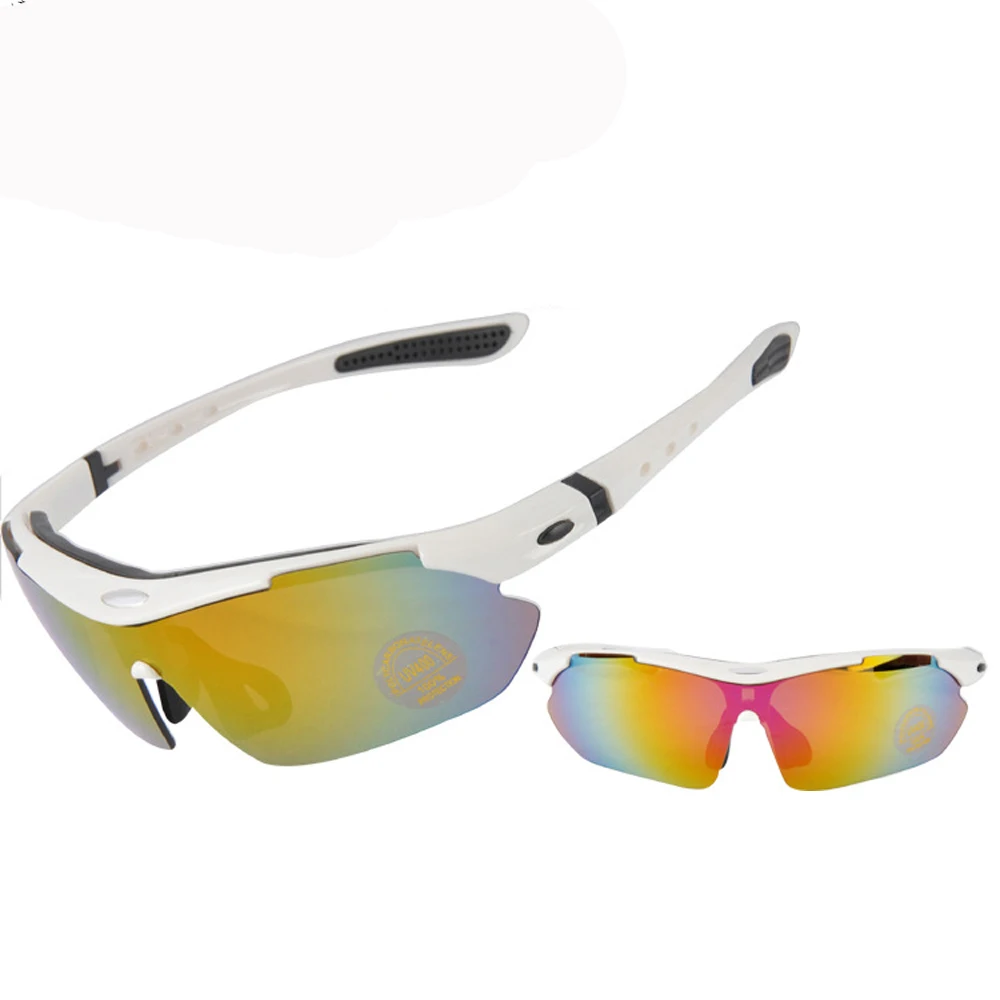 Fietsbril Велоспорт поляризационные солнцезащитные очки езда на велосипеде для велоспорта очки велосипедные очки 5 линзы - Цвет: Белый