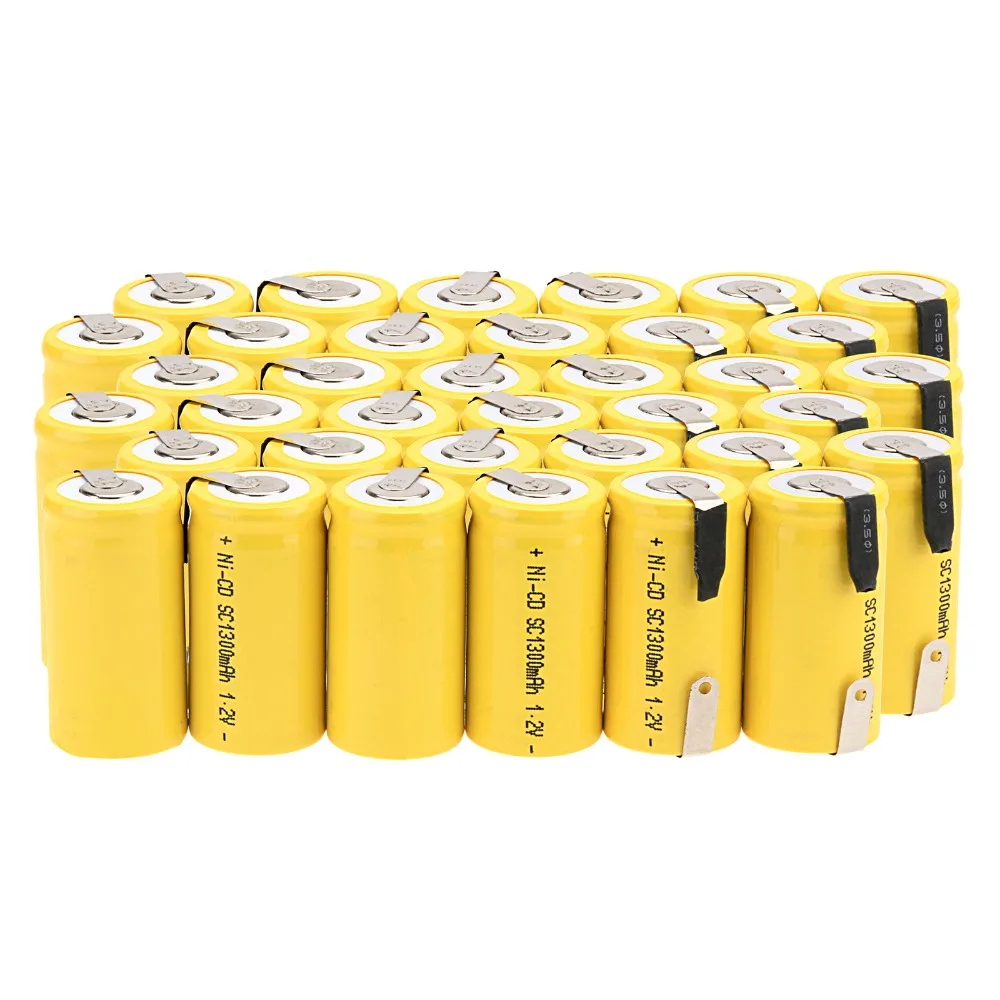 Горячая в России! 18 шт. Sub C SC 1,2 V 1300 mAh Ni-Cd nicd, перезаряжаемый аккумулятор 4,25*2,2 см