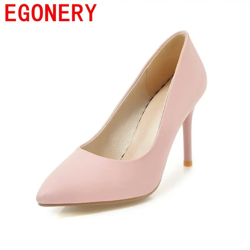 

EGONERY comfortable spats chaussures convenient super high heels pointed toe sweet rubber absorb sweat fashion manual pumps