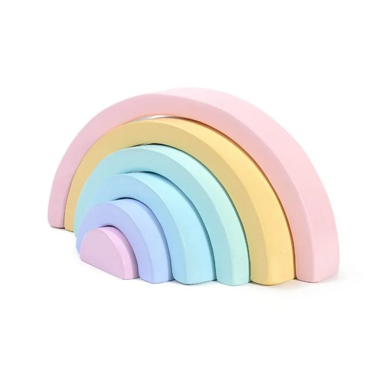 

Montessori Rainbow Blocks Wooden Arch Bridge Semicircle Children's Wooden Early Education Learning Toys 6 Pieces