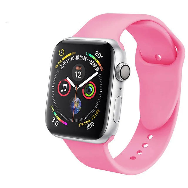 Цветной спортивный мягкий силиконовый ремешок для Apple Watch 38, 42, 40, 44 мм, сменный силиконовый ремешок для iWatch 1, 2, 3, 4, ремешок для часов - Цвет ремешка: Light Pink