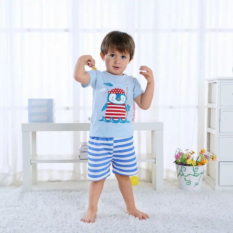 Baby Clothing Set medium Summer Baby Boy Clothes Lion Animal Cartoon  New Baby Boy Girl Clothing Set Toddler Striped Bebes Suits Baby Clothing Set luxury