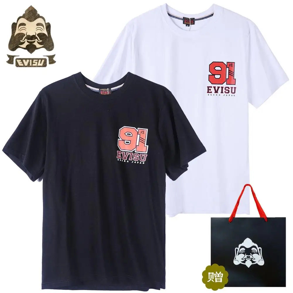 

New Street Brand Evisu Fashion Breathable Men's Casual Short-Sleeved 91 Letter Summer Men Female Couple Short Sleeve Vest H610