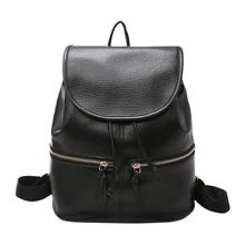 Casual Soft Leather Backpack Women PU Drawstring Backpack Zipper Girls School Bags Travel Rucksack Back Pack Bagpack Mochila