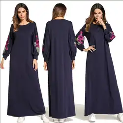 Новый Для женщин платье с вышивкой свободные Абаи Дубай Лонгслив Макси коктейльное Абаи Халат