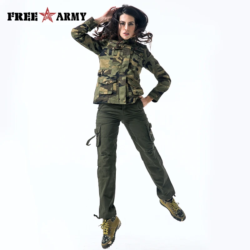  Military Army Green Cargo Pants Women Pockets Tactical Straight Trousers Winter Regular Cotton Trou