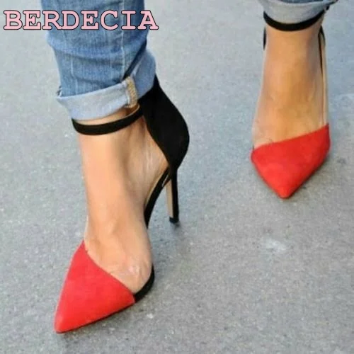 contrast toe pumps