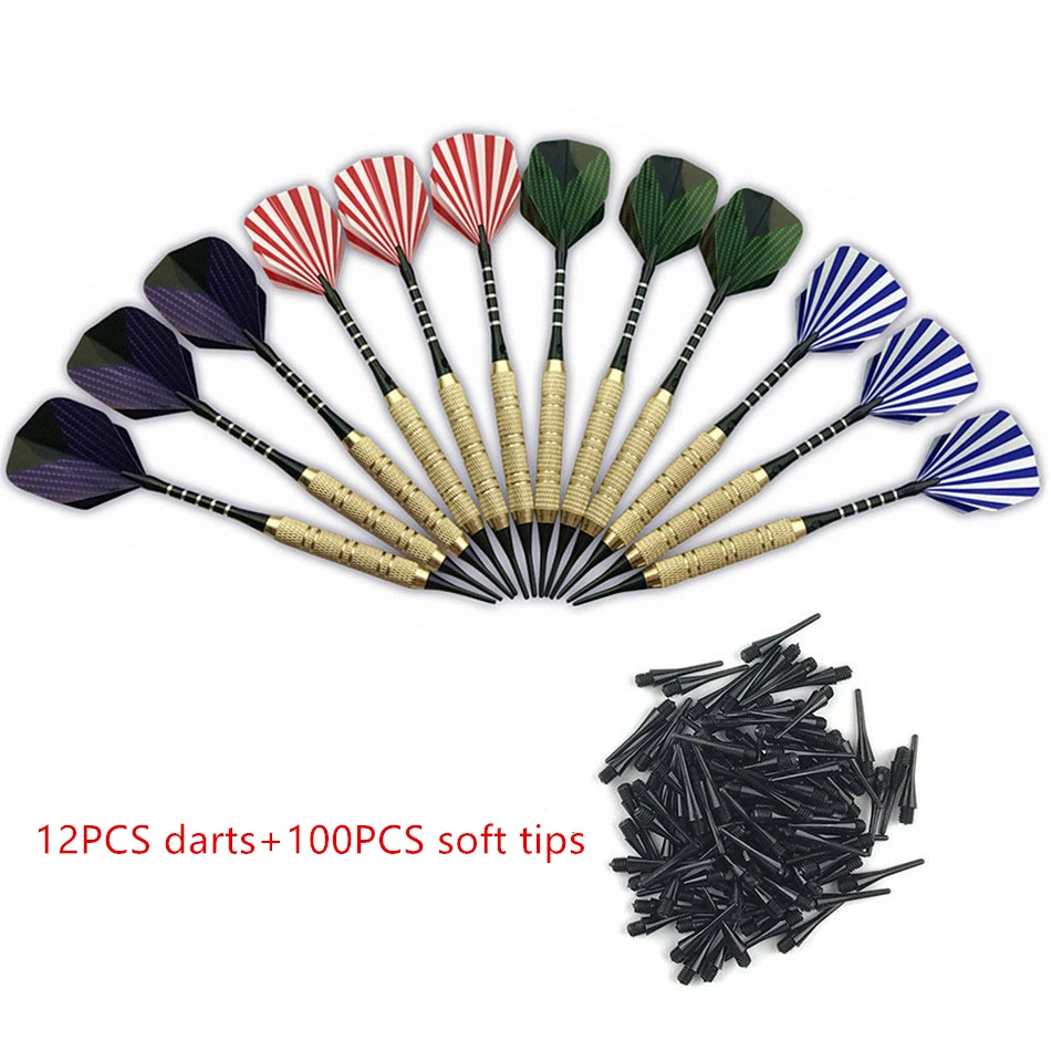 

12 pcs Plastic Soft Tip Darts With 100 Extra Tips Nice Flights professional Electronic Dart Set Tips Needle Replacement A