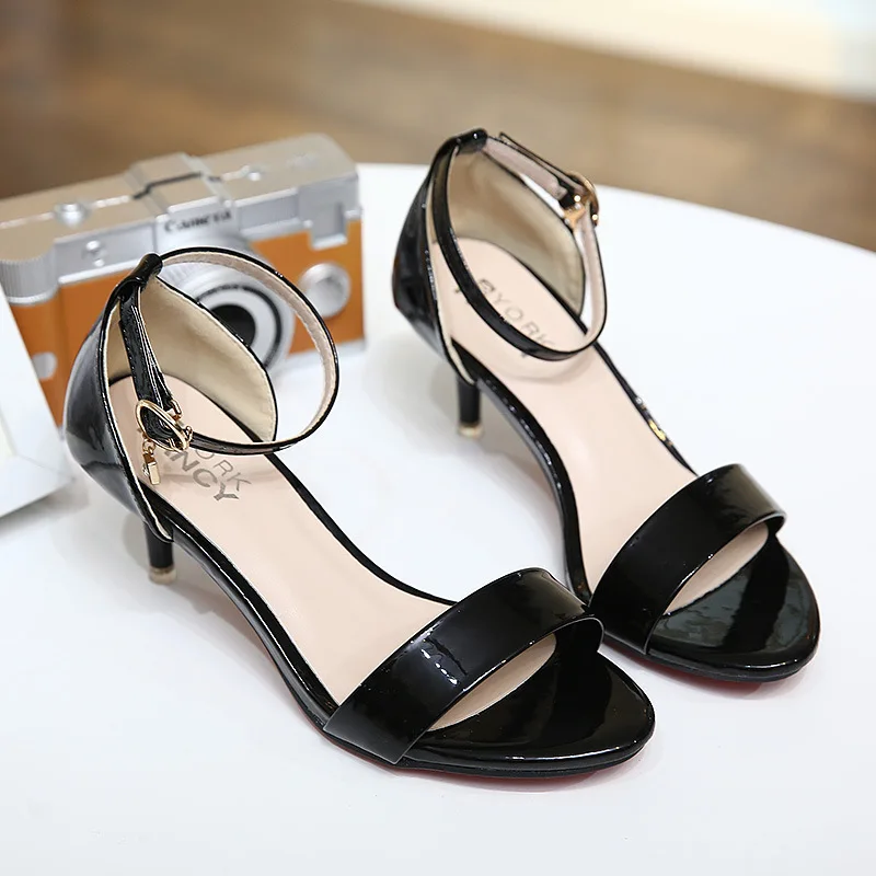 A561a Ankle Dünne Solide Ankle Frau Sandalen silver Süße Pu wrap Schuhe Fersen Mode Marke Black Schnalle Frauen Strap Freizeit wv7qxzaR