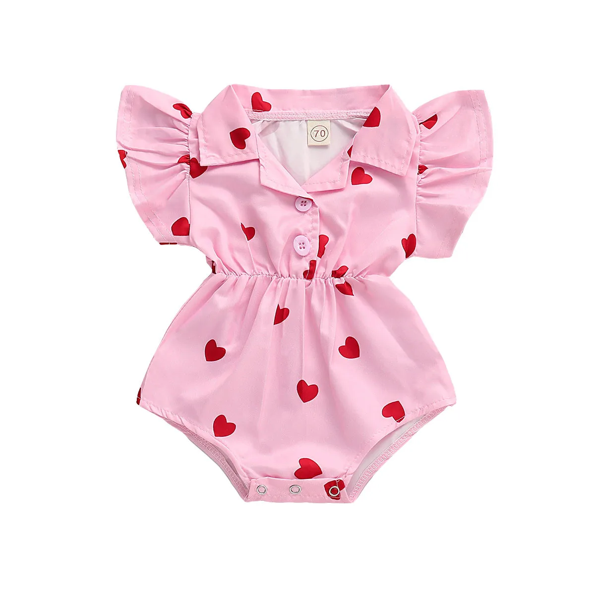Одежда для маленьких девочек летние комбинезоны, милый комбинезон с короткими рукавами и принтом для новорожденных девочек, одежда белый комбинезон на возраст от 0 до 24 месяцев - Цвет: Pink