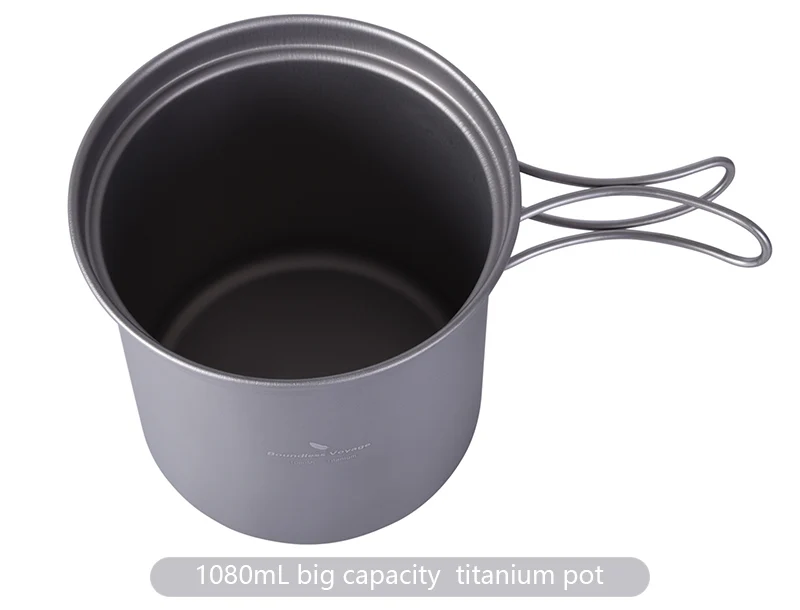 Dobrável de Acampamento ao ar Panela de Sopa Viagem sem Limites Set com Cabo Titanium Pot Pan Livre Kit Bagunça Piquenique Panelas Frigideira Tigela 9 Ilimitado viagem titanium pot pan conjunto com