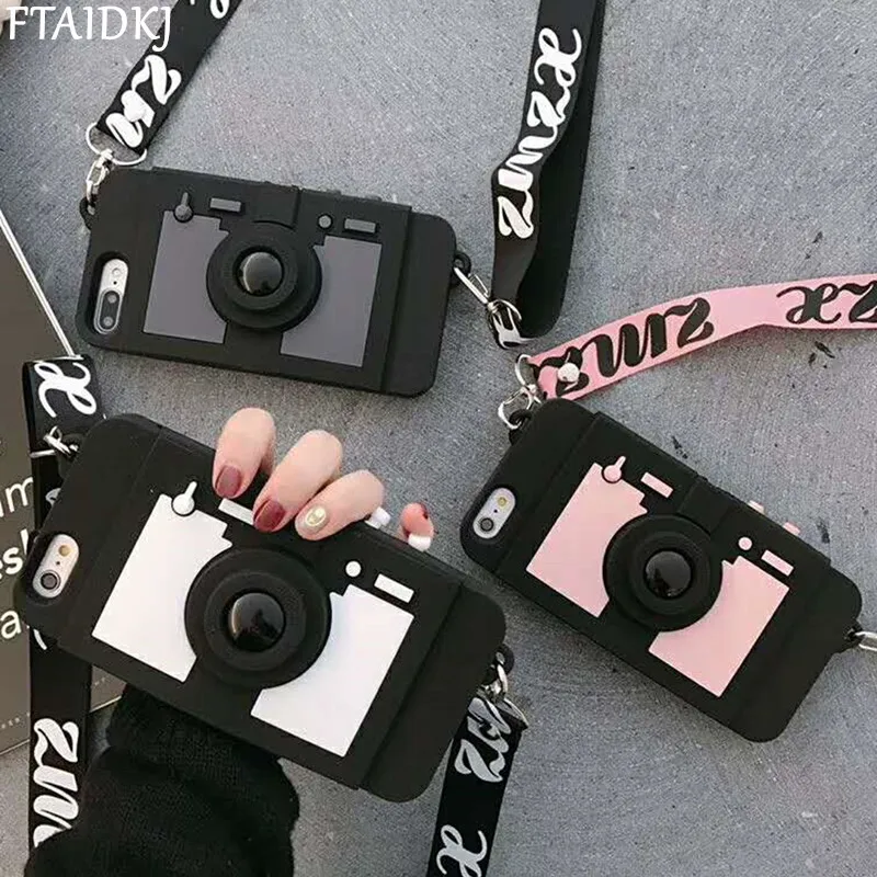 Retro Camera Wallet Card Stand Holder Case For Iphone 11 Pro Max 7 8 6 6s Plus X Xs Max Xr Soft Silicon Back Cover With Strap Wallet Cases Aliexpress