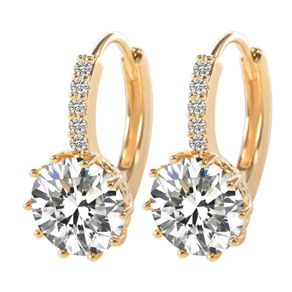 

4 Color Luxury AAA Cubic Zirconia Statement Earrings For Women Female Rhinestone Wedding Funny Earrings A363