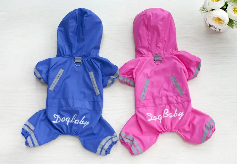 

Y67 2017 New Pet Dog Raincoat Jacket Clothes Cute Puppy Dogs Cats Waterproof 4 legs Jumpsuit Rainwear Teddy dog Slicker