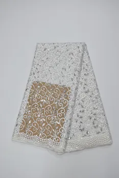 

High Quality Nigerian Lace Fabrics 2016 With Stones African French Net Lace Fabric Embroidered Tulle Mesh Lace Fabric 16.80