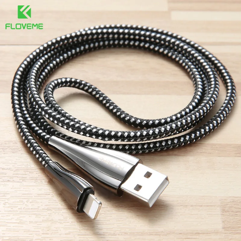 FLOVEME Zinc Alloy USB Cable for iPhone X 7 8 6s plus 2.4A Fast