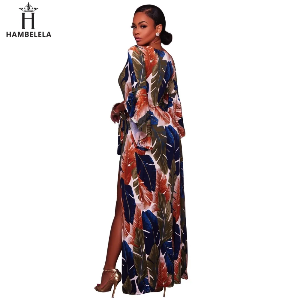 Hambelela New Arrival Women Dress Party Body Combinaison Sexy Floral Prints Split Long Dress Romper Shorts Autumn Maxi Dress (3)