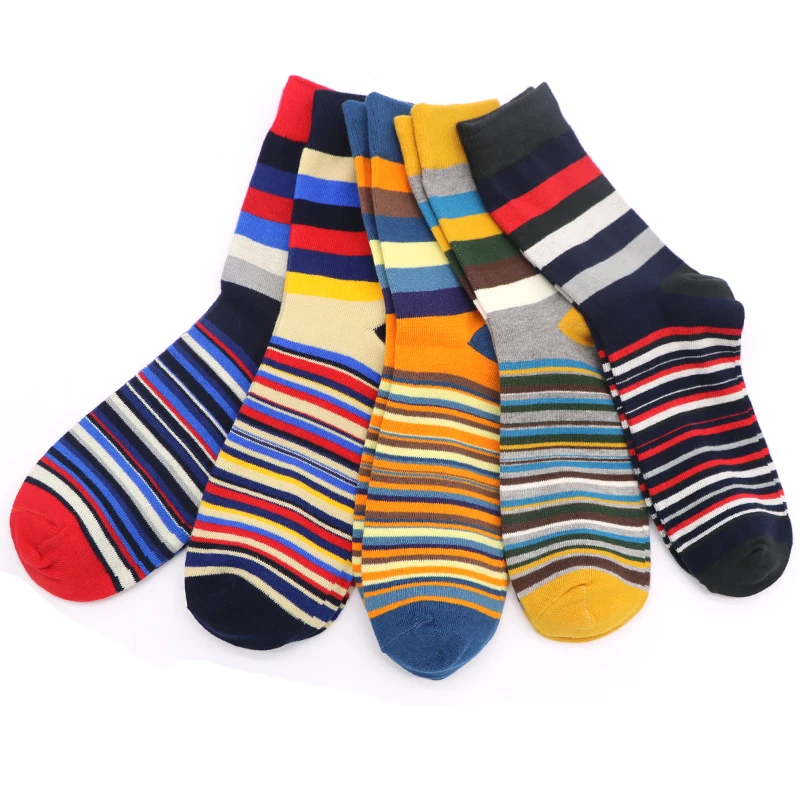 3Pair Colorful Mens Funny Socks Warm Sock For Male Stripe Chaussette
