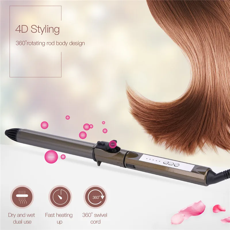 25/28 мм Профессиональный салонная керамика электрические бигуди для волос щипцы для завивки волос вьющиеся 360 Вращающийся для больших волн на волосах Стайлинг Инструмент 34