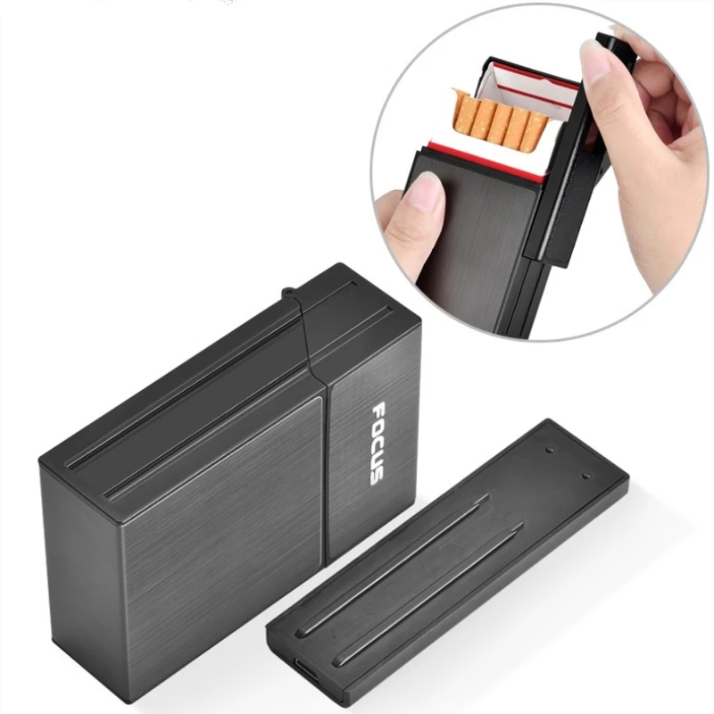 FOCUS Cigarette Case Box With Detachable USB Electronic Lighter
