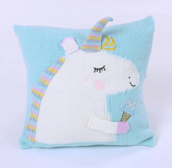 Baby Knit Cushion Pillow Cartoon Three-dimensional Unicorn Sofa Pillows Children Photography Prop Bedding Decorative Cushions - Цвет: Зеленый