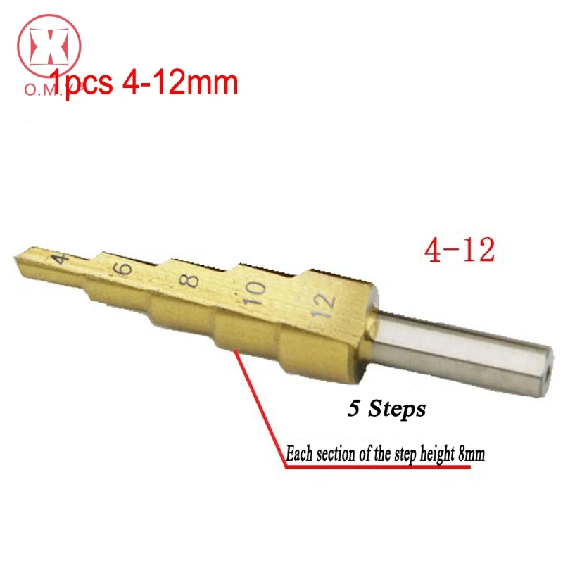 OMY Профессиональный HSS Сталь большой шаг конус треугольная ручка с металлическим покрытием сверло из высокопрочной стали дыра резак 4-12/20/32 мм