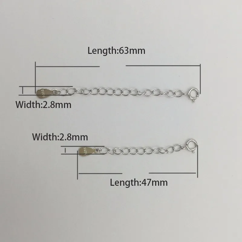 Sinya Jewelry DIY Finding 925 sterling silver extended chains 4.7cm 6cm necklace bracelet chain extender with tag 