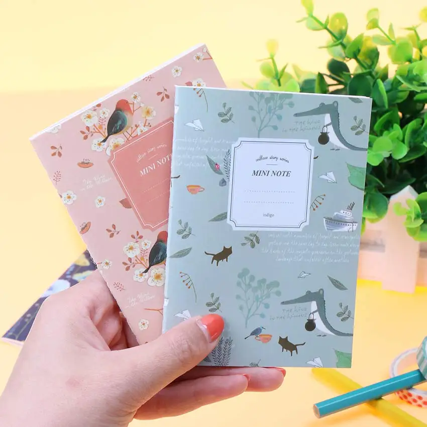 

4PCS/Set Kawaii Cute Flowers Birds Animal Notebook Painting of Diary Book Journal Record Office School Supplies