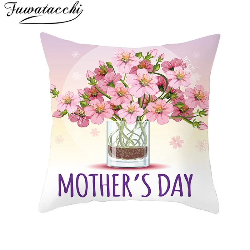 

Fuwatacchi Pink Roses Mother's Day Cushion Cover Festival Design For Mom Throw Pillow Cover Best Gifts For Mum Pillowcases