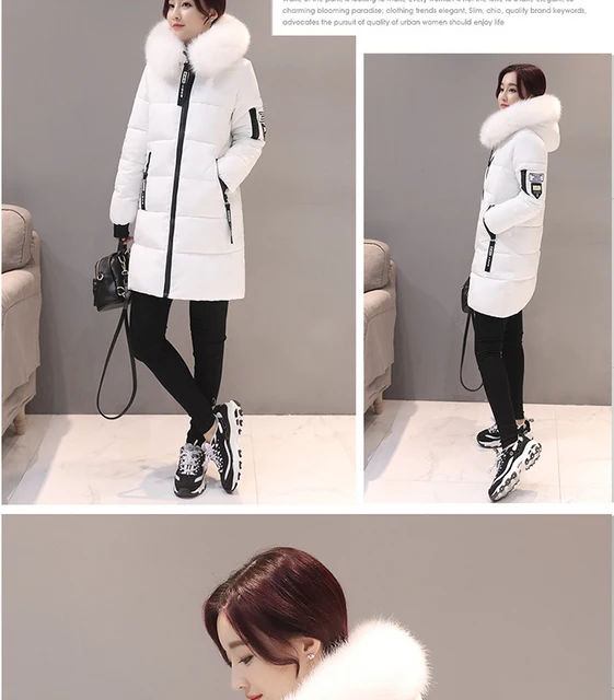 Parka Women Winter Coats Long Cotton Casual Fur Hooded Jackets Ladies Warm Winter Parkas Female Overcoat Women Coat MLD1268 -