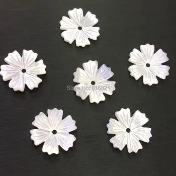 

( 10 pieces/lot ) New 15mm Mother of Pearl White MOP Shell Beads Carved Flower Drilled focal Beads Charms