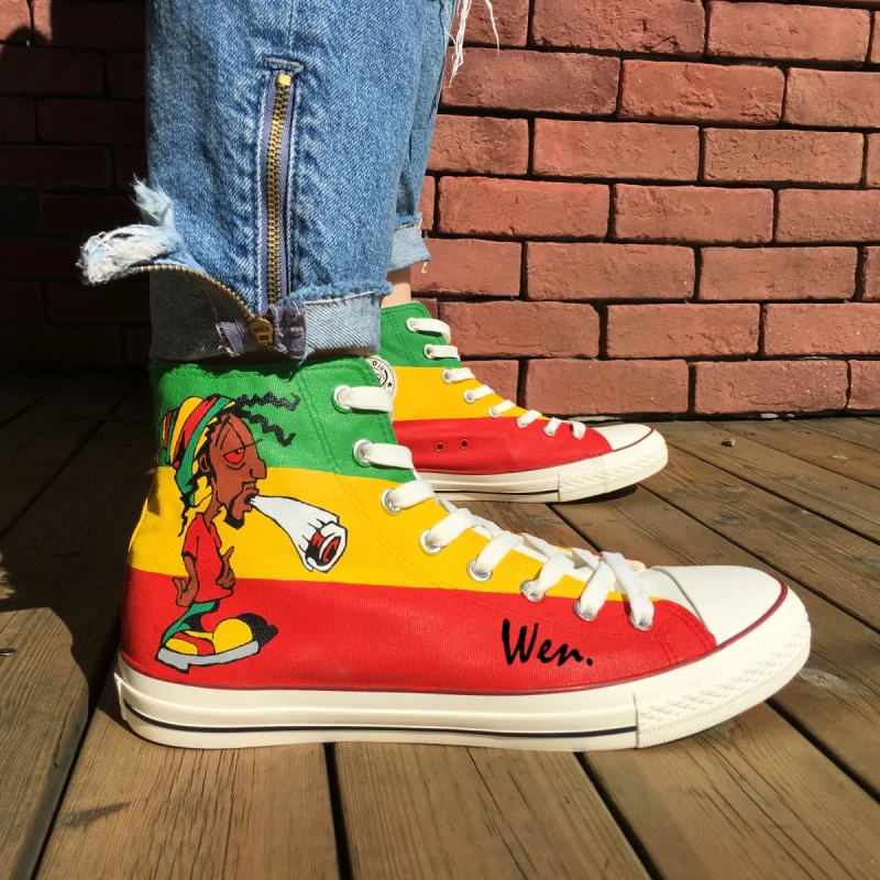 Hand Painted Shoes Led Zeppelin Jimmy Page High Top Canvas Art Shoes Custom Women Mens Canvas Sneakers for Birthday Presents Free Shipping