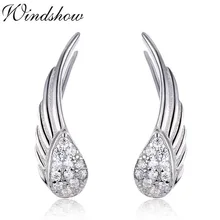 925 пробы серебряные серьги-гвоздики с крыльями ангела CZ, серьги для женщин и девочек, ювелирные изделия Orecchini Aros Aretes, серьги для ушей oorbellen