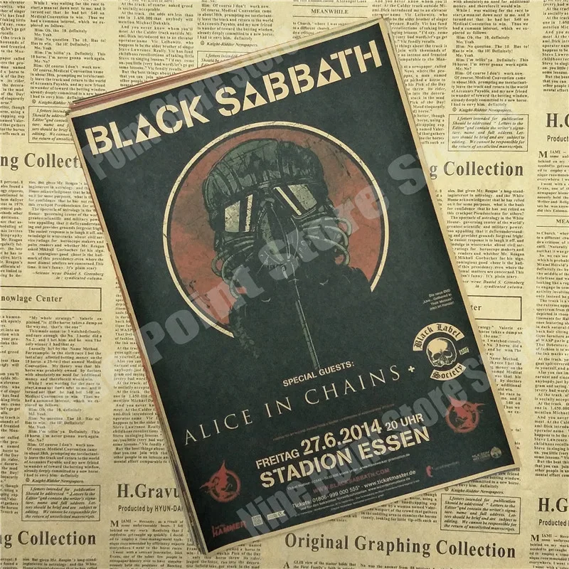 Black Sabbath. Плакат Оззи Осборн. Украшение для домашнего интерьера крафт-кислотная рок-музыка плакат рисунок ядро наклейки на стену 30x21 см - Цвет: Темно-серый