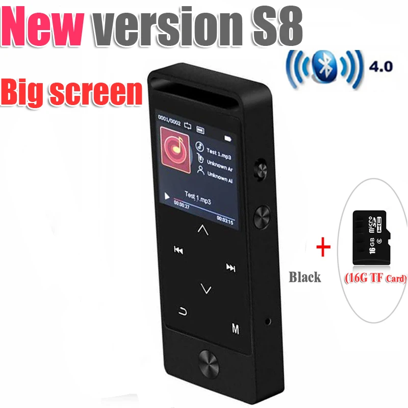 Оригинальный bluetooth MP3 плеер с сенсорным экраном 8 ГБ BENJIE S8 металлический APE/FLAC/WAV