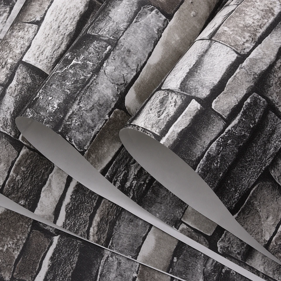 Cream White Grey Vintage Stone Brick Wallpaper For Walls Roll Faux